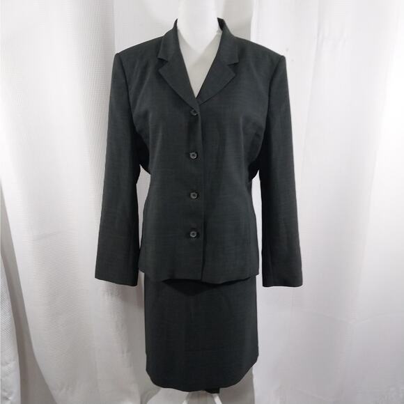 VANETTI WOMEN! CHARCOAL GRAY VERY FINE GRAY ON GRAY PLAID 2 PC SUIT SET! SZ 16 - Picture 2 of 13